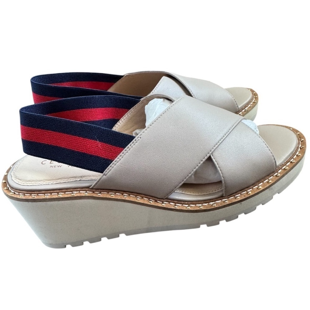 Cecilia New York Gabby Beige Wedge Sandals Size 8.5